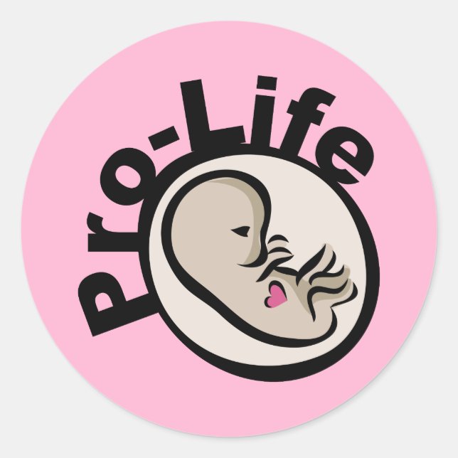 Pegatina Redonda Diseño de Feto Pro-Life (Anverso)