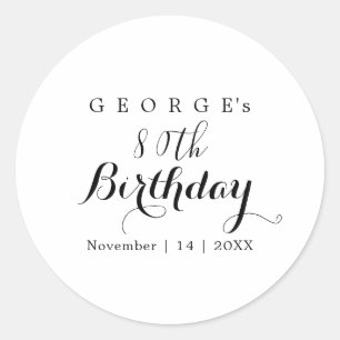 Pegatina Redonda Diseño de fiesta de cumpleaños con tipografía mini