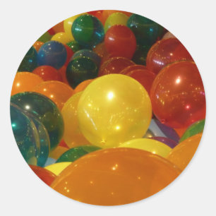 Pegatina Redonda Diseño de Fiestas coloridos de globos