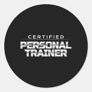 Pegatina Redonda Diseño de Fitness de Entrenador Personal Certifica