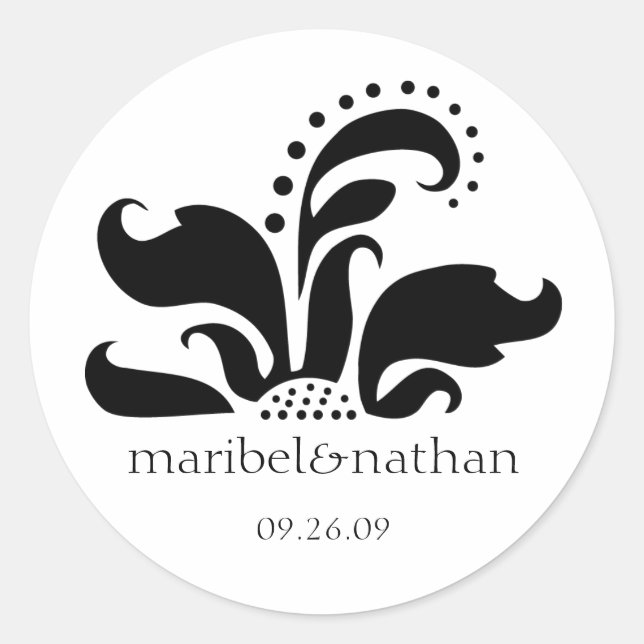 Pegatina Redonda Diseño de flor de Damasco (Anverso)