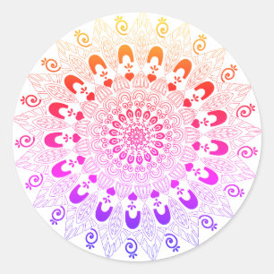 Pegatina Redonda Diseño de flores de Mandala