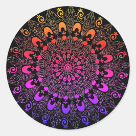 Pegatina Redonda Diseño de flores de Mandala