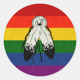 Pegatina Redonda Diseño de fondo de color de la bandera del Orgullo