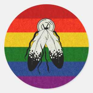 Pegatina Redonda Diseño de fondo de color de la bandera del Orgullo