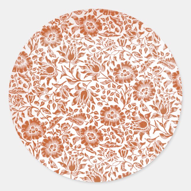 Pegatina Redonda Diseño de fondo de escritorio floral William Morri (Anverso)