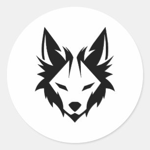Pegatina Redonda Diseño de Fox Minimalista de BW