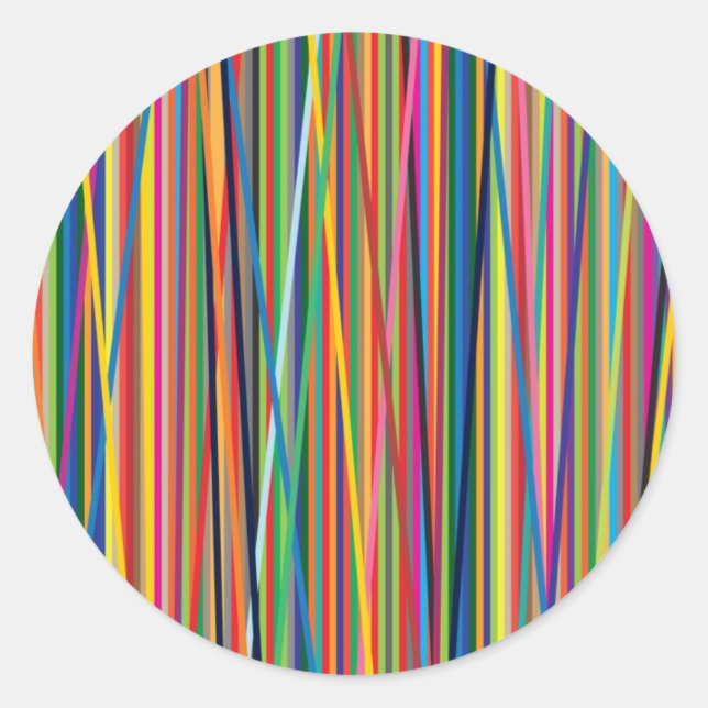 Pegatina Redonda Diseño de franjas coloridas abstractas (Anverso)