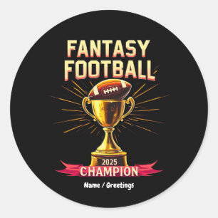 Pegatina Redonda Diseño de fútbol divertido campeón de Fantasy Foot