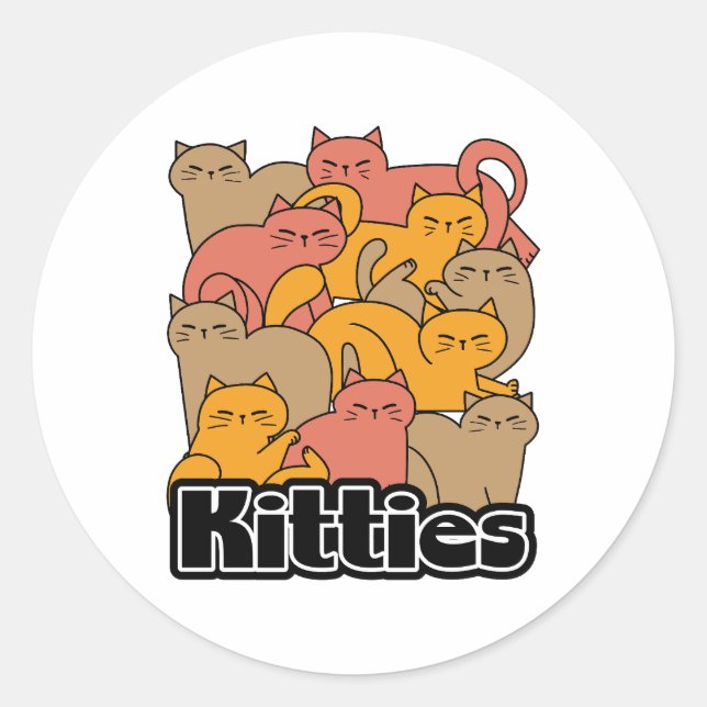 Pegatina Redonda Diseño de gatitos curados - Arte gato adorable (Anverso)