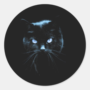 Pegatina Redonda Diseño de gato negro ojos de gato realistas Mascot