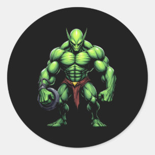 Pegatina Redonda Diseño de gimnasio Alien Tee Funny Gym Diseño Ufo 