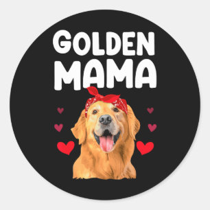 Pegatina Redonda Diseño de Golden Retriever para las mujeres de mam