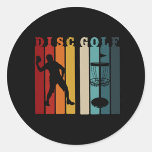 Pegatina Redonda Diseño de Golf de disco retro Frisbee Lover
