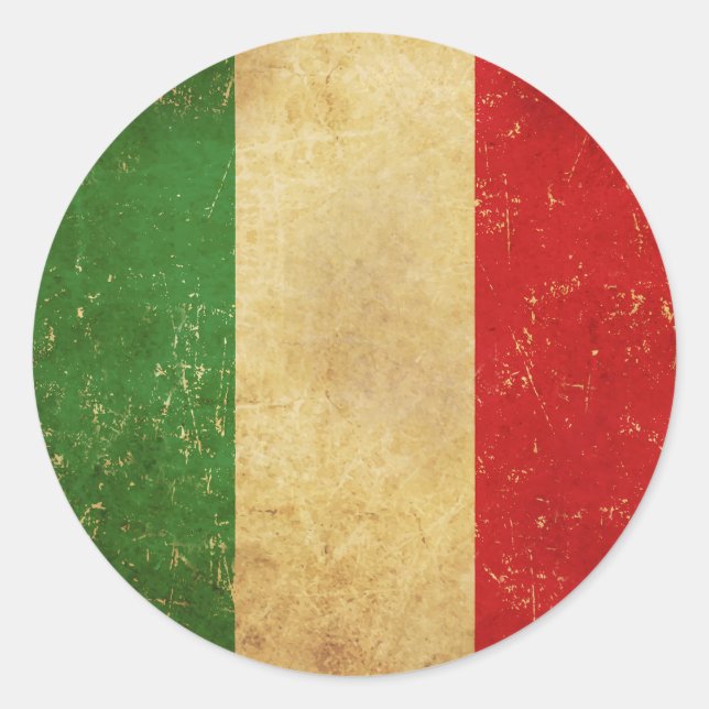 Pegatina Redonda Diseño de Grunge de la bandera italiana (Anverso)
