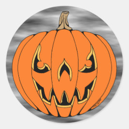 Pegatina Redonda Diseño de Halloween de Jack-o'-Lantern espeluznant