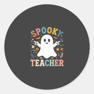 Pegatina Redonda Diseño de Halloween Fantasma Lindo Profesor Espelu