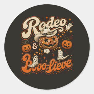 Pegatina Redonda Diseño de Halloween occidental de Rodeo & Boo-liev