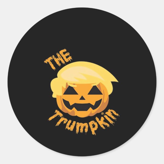 Pegatina Redonda Diseño de Halloween para calabaza de Trumpkin - Di (Anverso)
