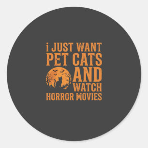 Pegatina Redonda Diseño de Halloween Películas de Terror Gatos Domé