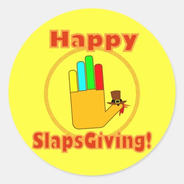 Pegatina Redonda Diseño de Happy Slapsending (Anverso)