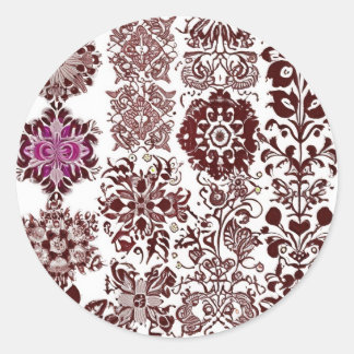 Pegatina Redonda Diseño de Henna Mehndi sin Costuras
