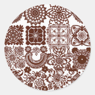 Pegatina Redonda Diseño de Henna Mehndi sin costuras