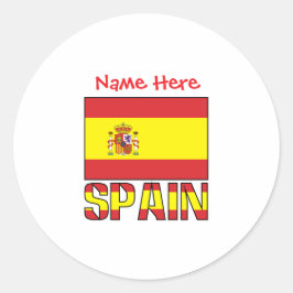 Pegatina Redonda Diseño de herencia de la bandera de España persona