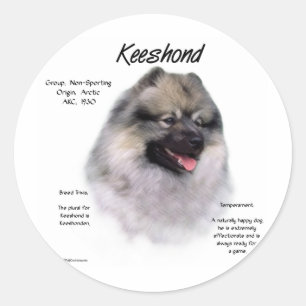 Pegatina Redonda Diseño de historial de Keeshond