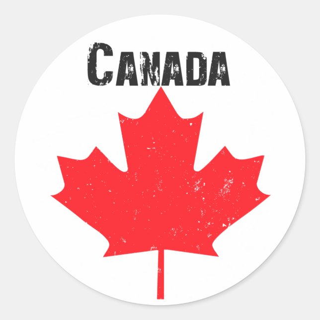 Pegatina Redonda Diseño de hojas de arce grungo (Anverso)