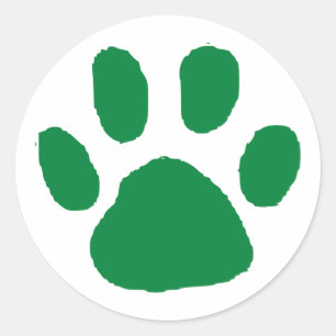 Pegatina Redonda Diseño de huella verde (Paw Print)