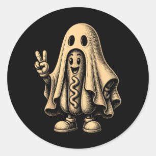 Pegatina Redonda Diseño de humor de Halloween con perro caliente fa
