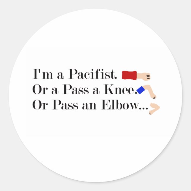 Pegatina Redonda Diseño de Humor Pacifista de MMA (Anverso)