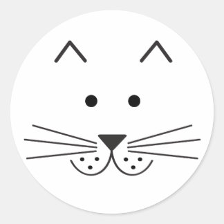 Pegatina Redonda Diseño de Ilustracion de cara de gato abstracto es
