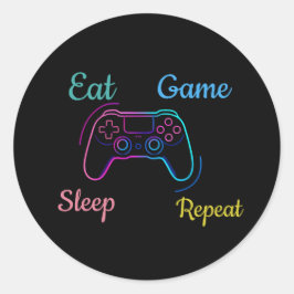 Pegatina Redonda Diseño de juegos neon personalizable