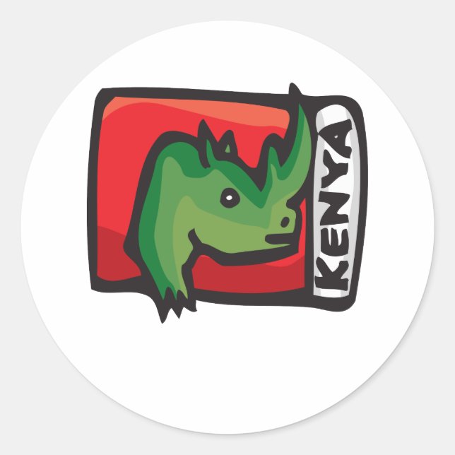 Pegatina Redonda Diseño de Kenia (Anverso)