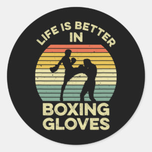 Pegatina Redonda Diseño de kickboxing para un luchador de Muay Thai