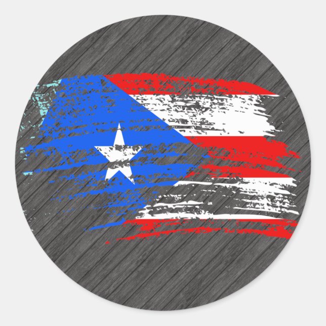 Pegatina Redonda Diseño de la bandera de Guay en Puerto Rico (Anverso)
