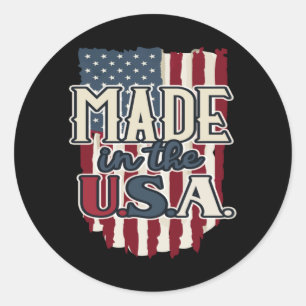 Pegatina Redonda Diseño de la bandera de Guay USA hecho en Estados 