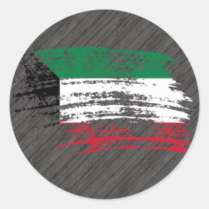 Pegatina Redonda Diseño de la bandera de Kuwait en Guay