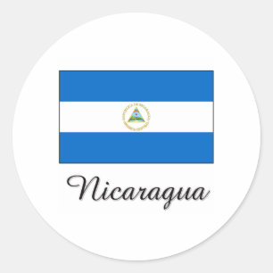 Pegatina Redonda Diseño de la bandera de Nicaragua
