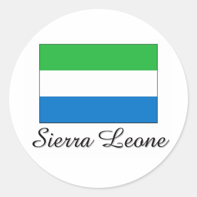 Pegatina Redonda Diseño de la bandera de Sierra Leona (Anverso)