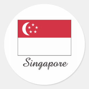 Pegatina Redonda Diseño de la bandera de Singapur