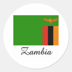 Pegatina Redonda Diseño de la bandera de Zambia
