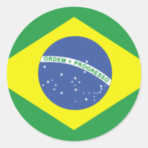 Pegatina Redonda Diseño de la bandera del Brasil