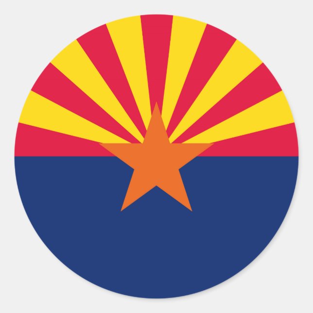 Pegatina Redonda Diseño de la bandera del estado de Arizona (Anverso)