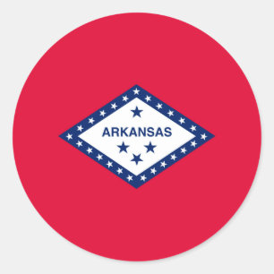 Pegatina Redonda Diseño de la bandera del estado de Arkansas