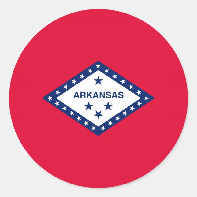 Pegatina Redonda Diseño de la bandera del estado de Arkansas (Anverso)