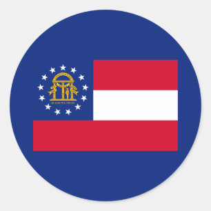 Pegatina Redonda Diseño de la bandera del estado de Georgia
