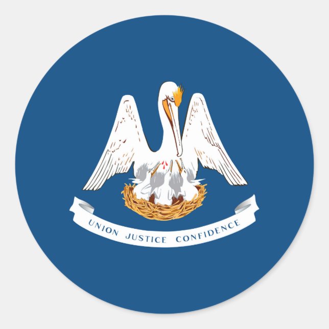 Pegatina Redonda Diseño de la bandera del estado de Louisiana (Anverso)